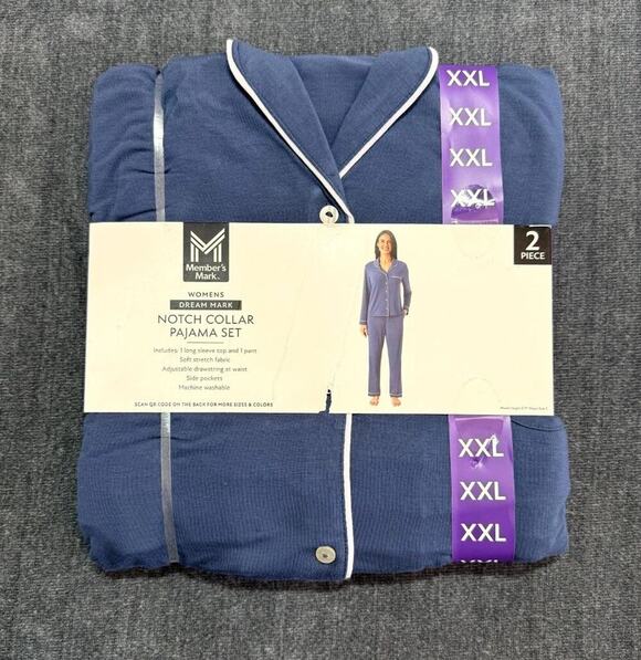 Member's Mark Other - NEW Members Mark Notch Collar Pajama Set 2-Piece Women's 2XL Blue Long-Sleeve